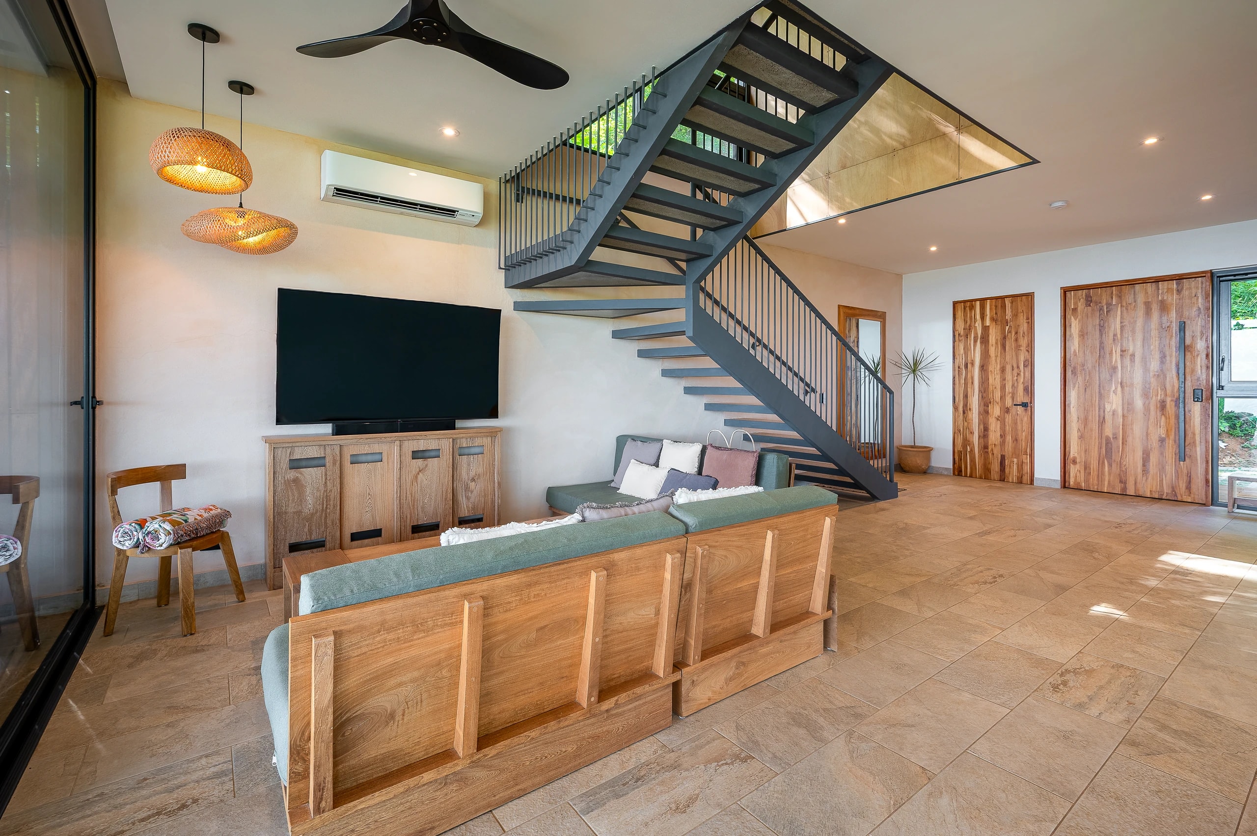 Crafted hardwood furniture inside Casa Maitri